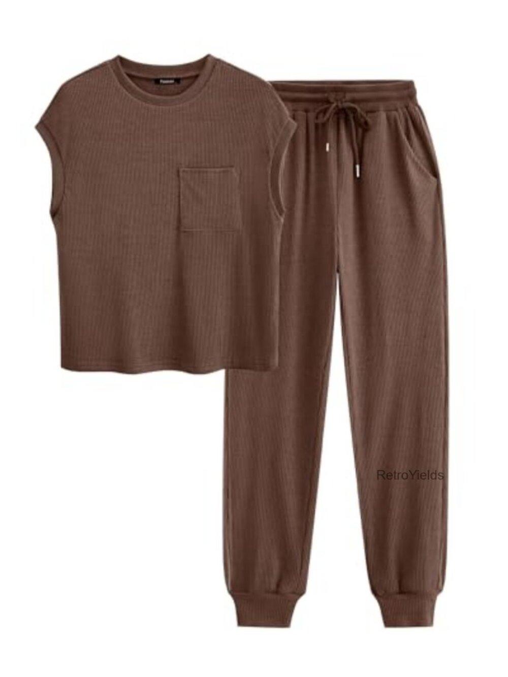 2 Piece Lounge Set Women Summer Ribbed Knit Tracksuit Casual Active Sets - Picture 1 of 6